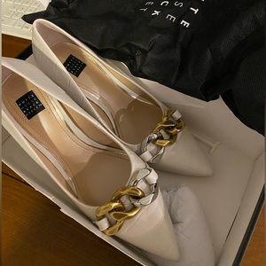 Black house white market heels - worn once